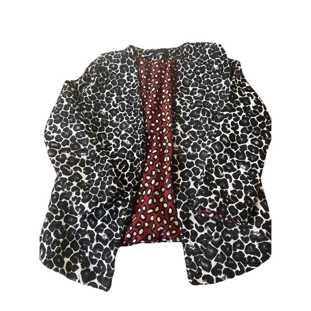 Sugarlips Leopard Chenille Open Front Jacket Size M Black White Mob Wife Bold